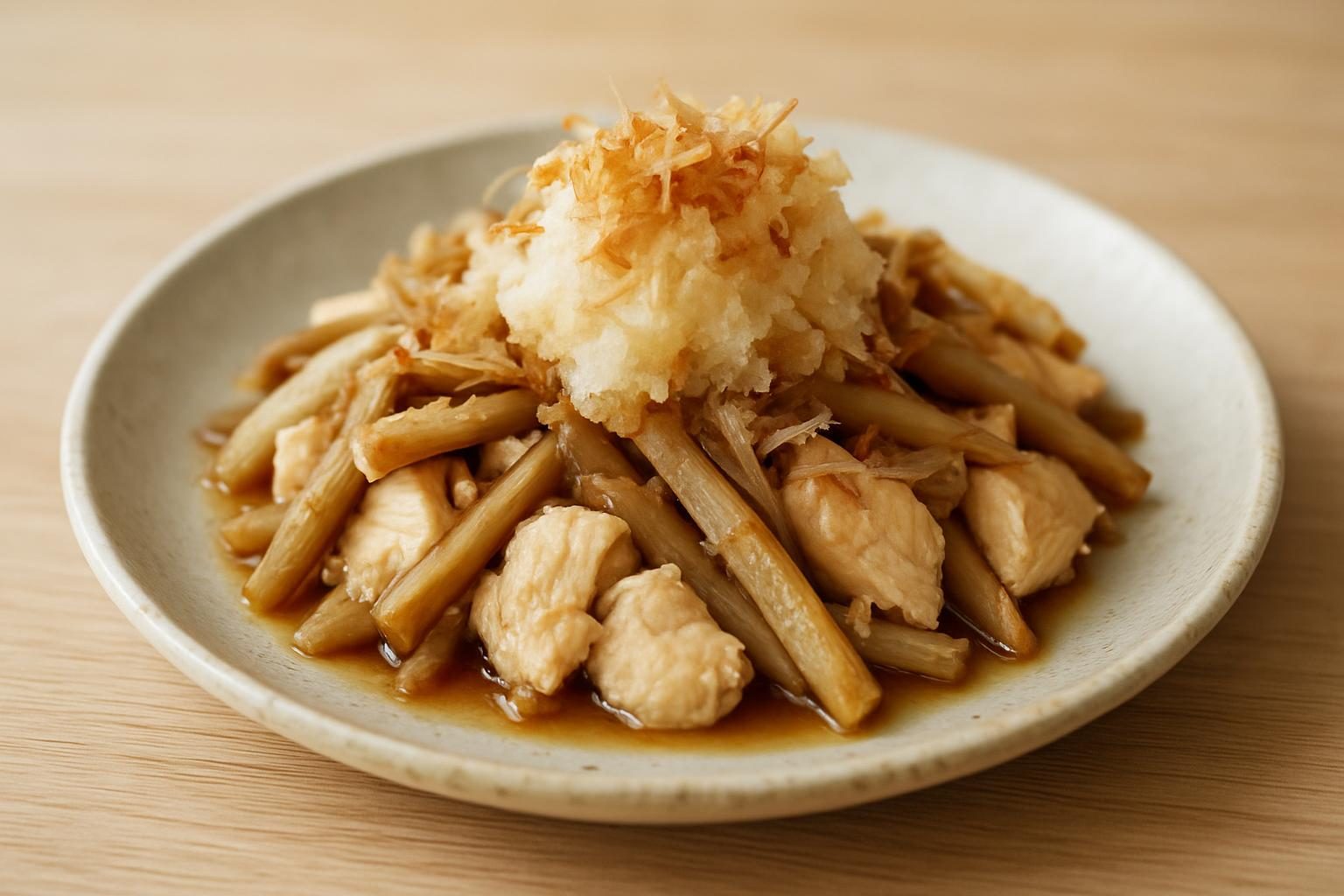 ごぼうと鶏むね肉のおろし和え