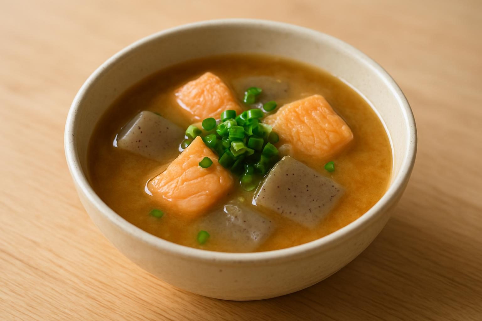 こんにゃくと鮭のみそ汁