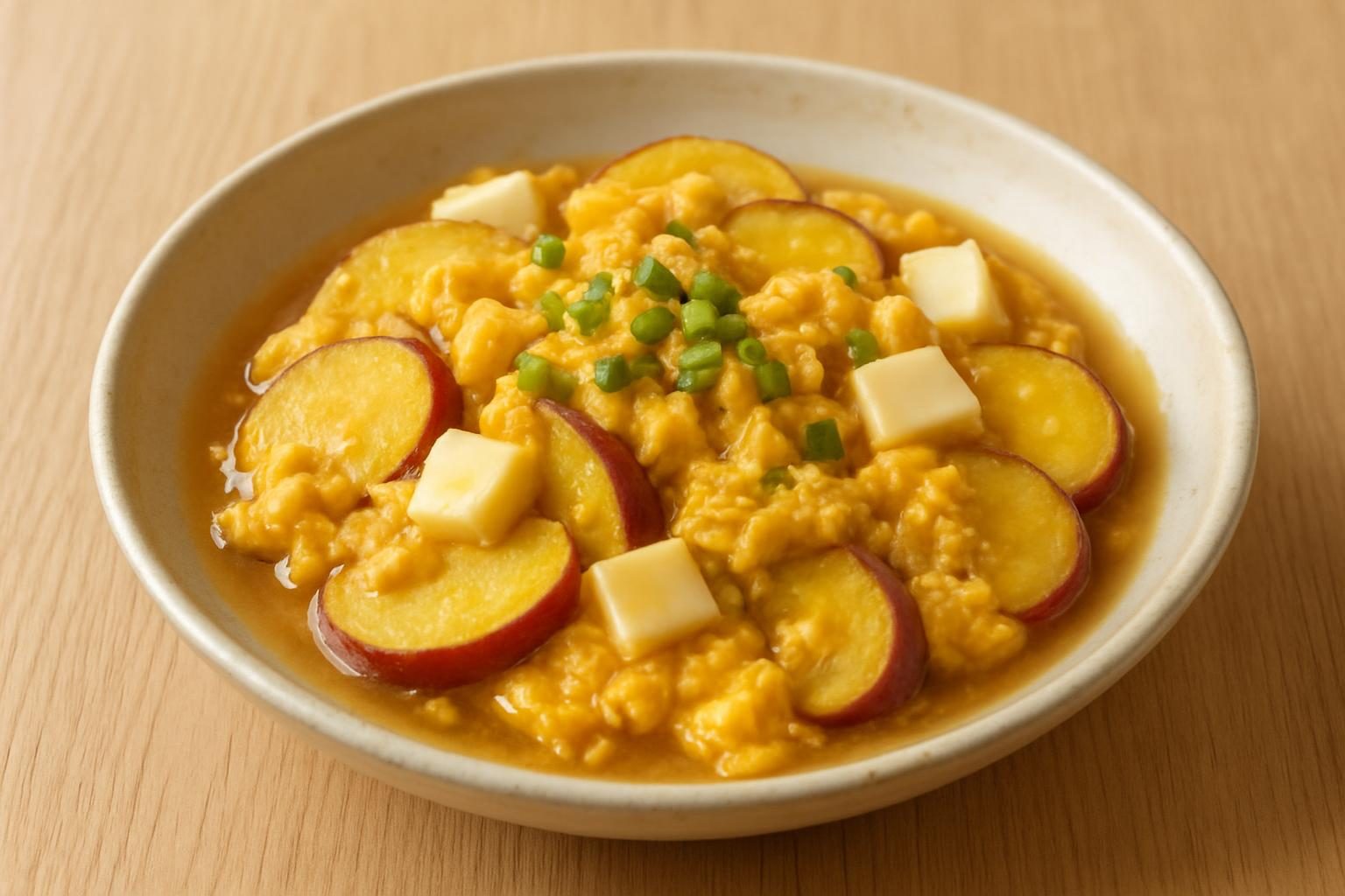 さつまいもとチーズの卵とじ