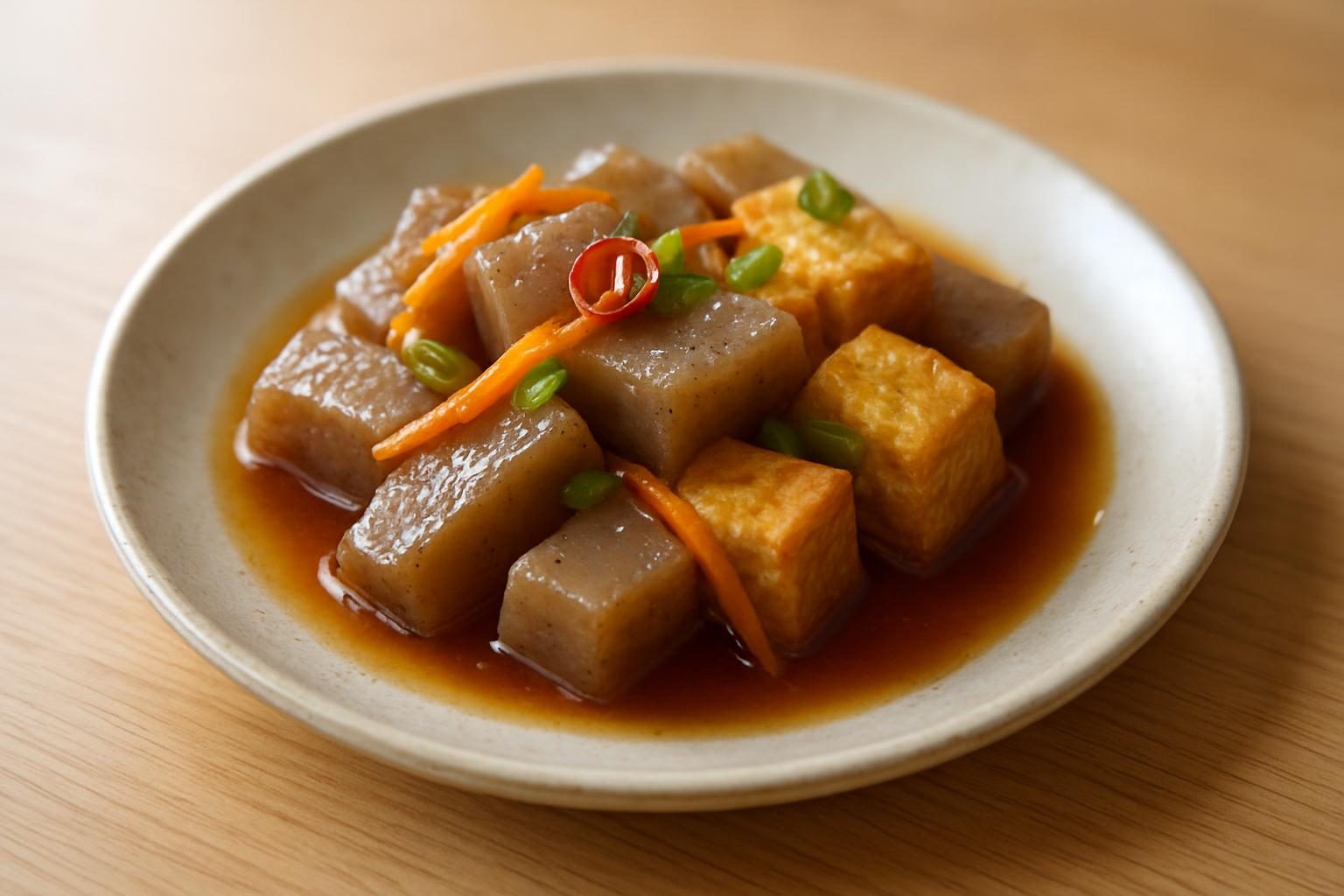 こんにゃくと豆腐の南蛮漬け