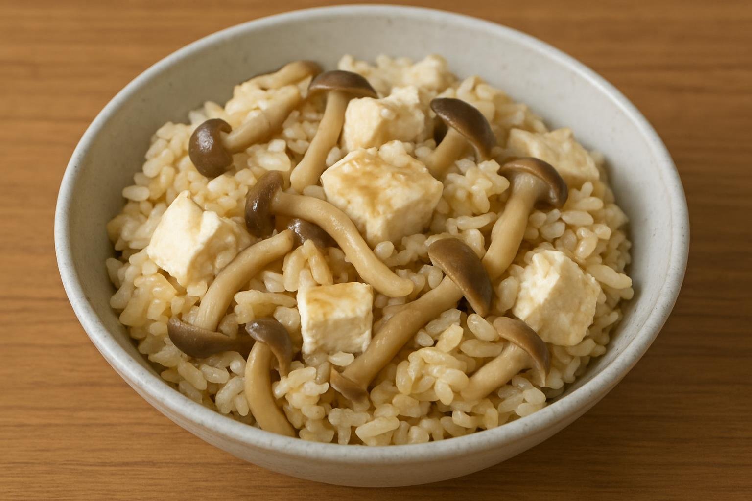 きのこと豆腐の炊き込みご飯