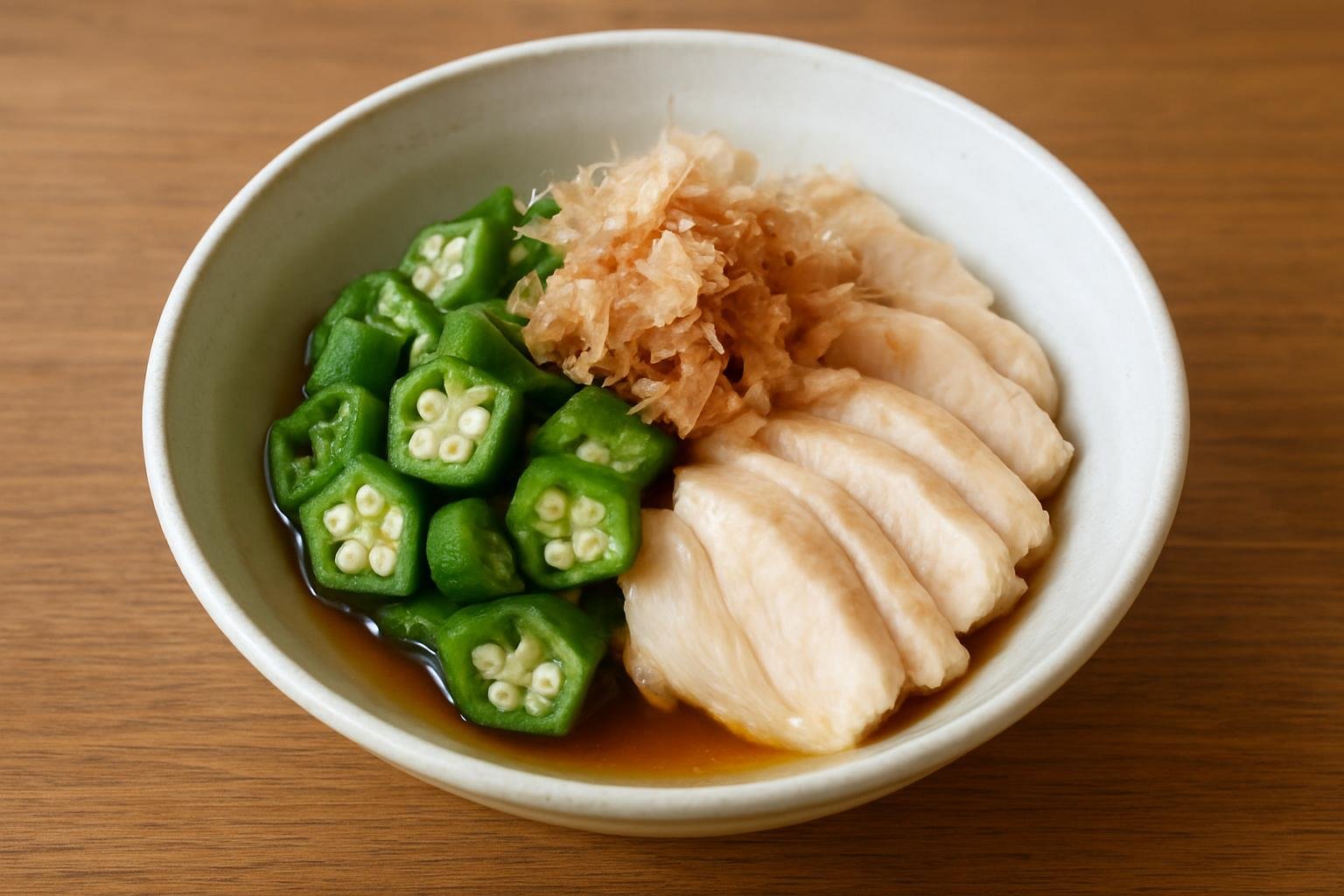 オクラと鶏むね肉のおひたし