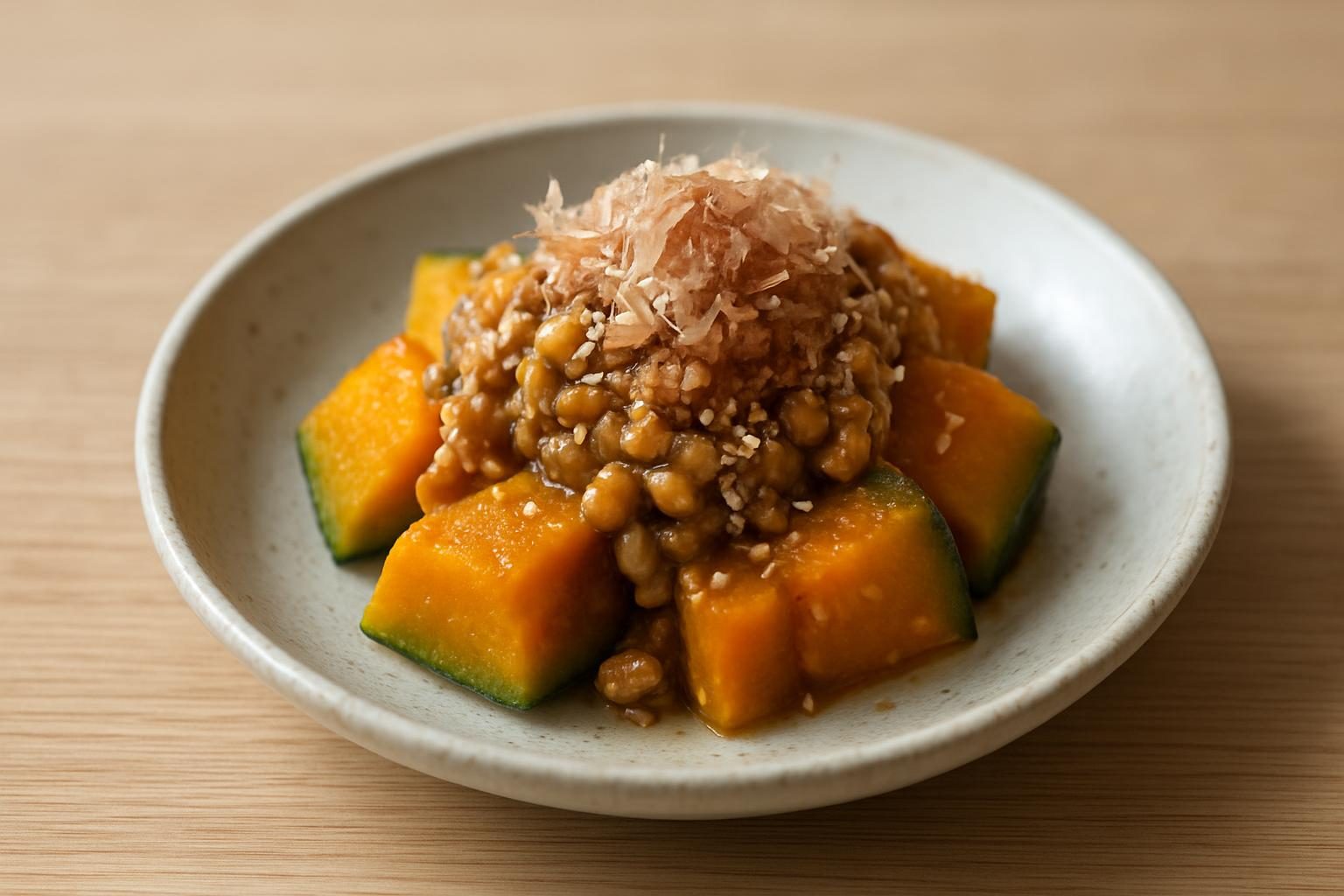 かぼちゃと納豆の和え物
