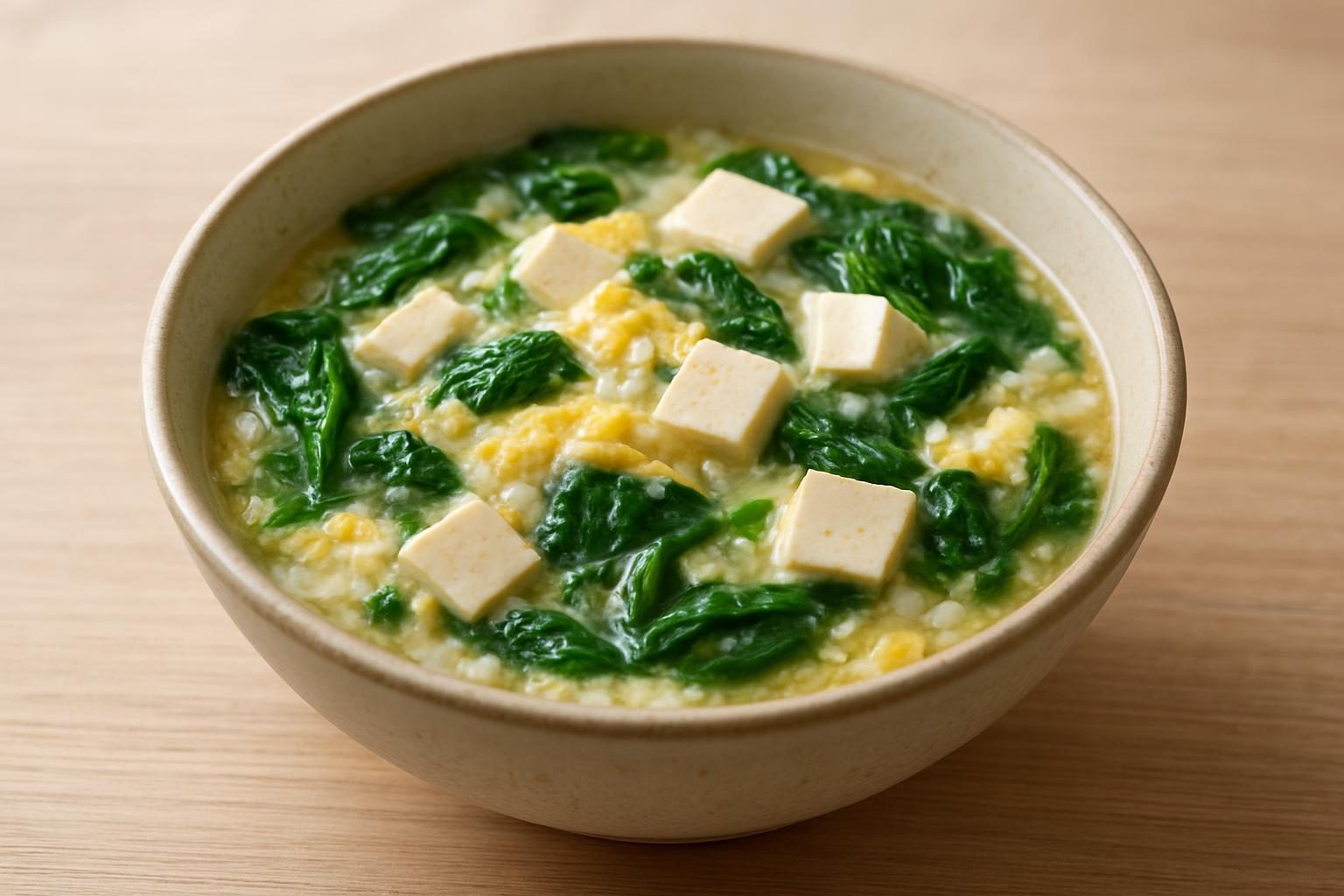 ほうれん草と豆腐の雑炊