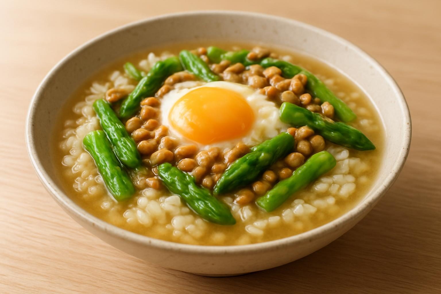 アスパラと納豆の雑炊