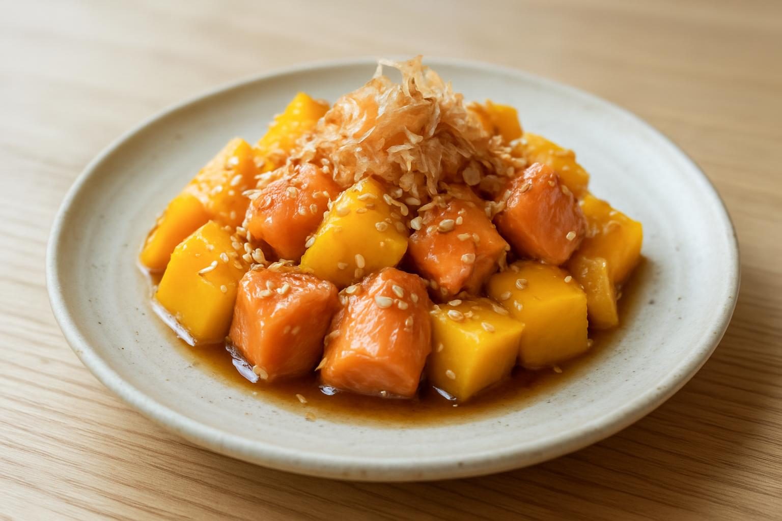 マンゴーと鮭の和え物