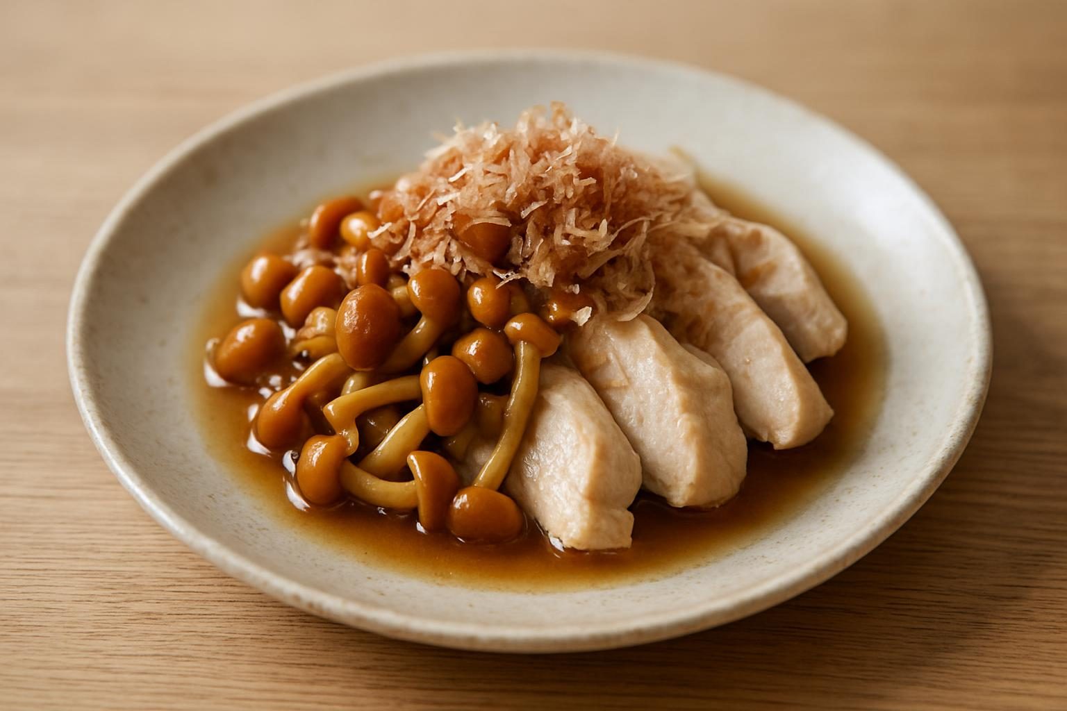 なめこと鶏むね肉のおひたし