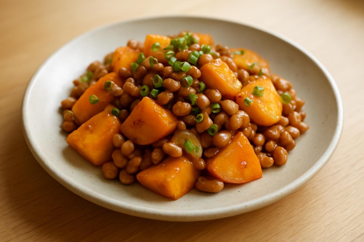 柿と納豆の炒め物