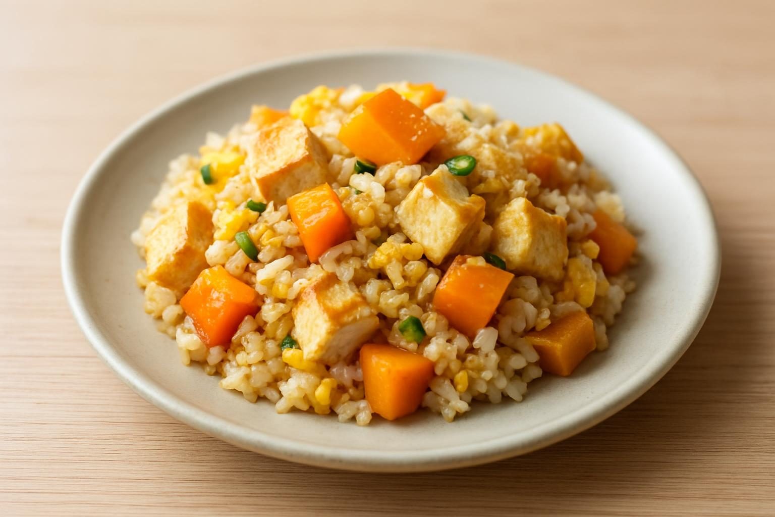 柿と豆腐のチャーハン