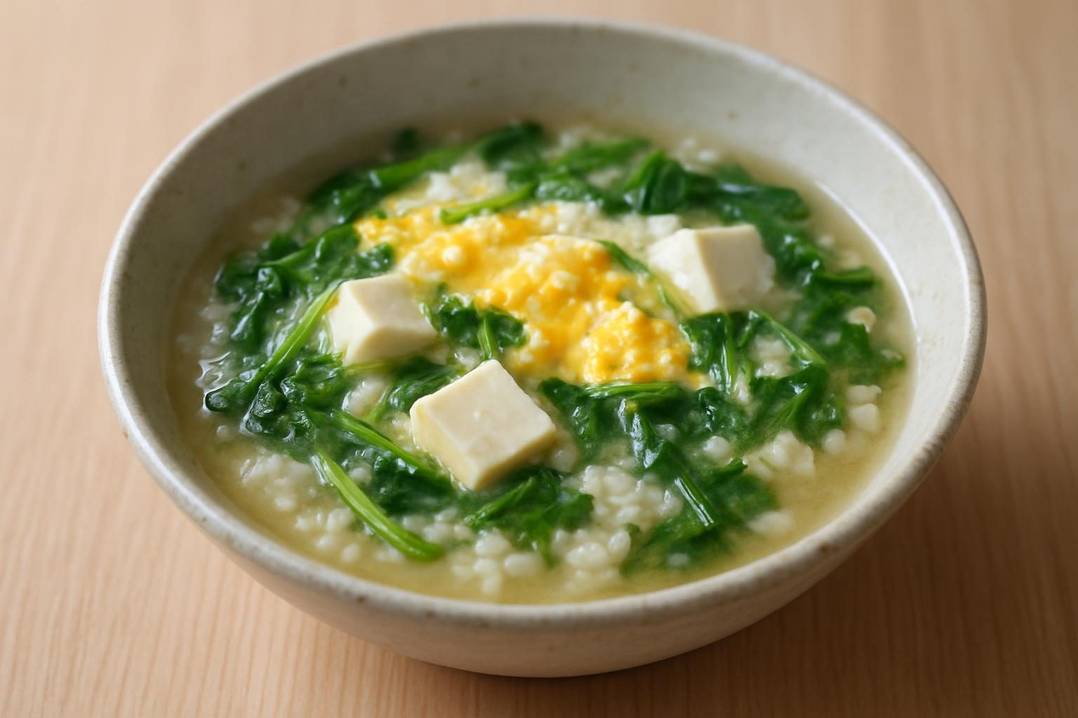 クレソンと豆腐の雑炊
