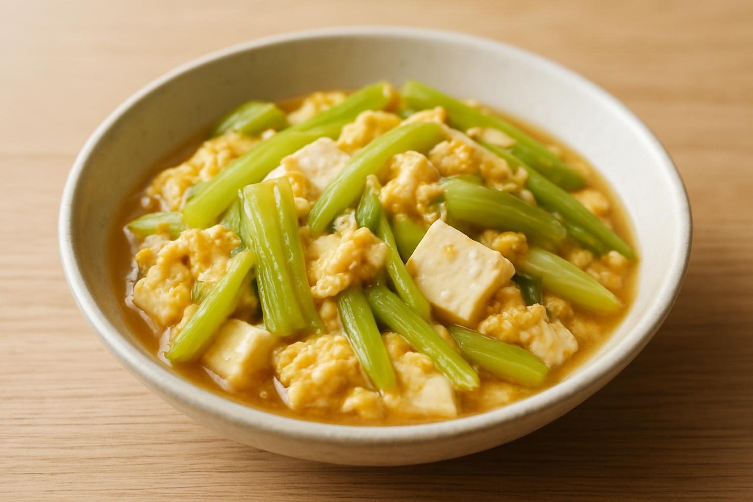 セロリと豆腐の卵とじ