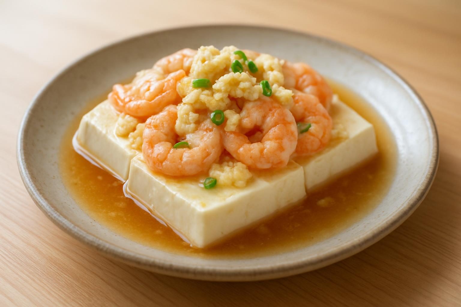 豆腐とエビのふんわり蒸し