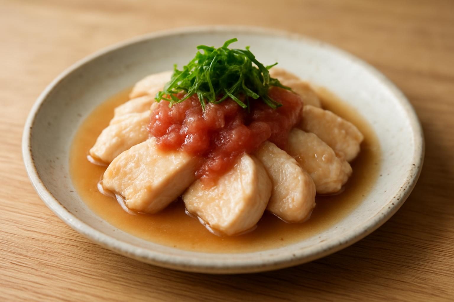 鶏むね肉の梅とろみ蒸し