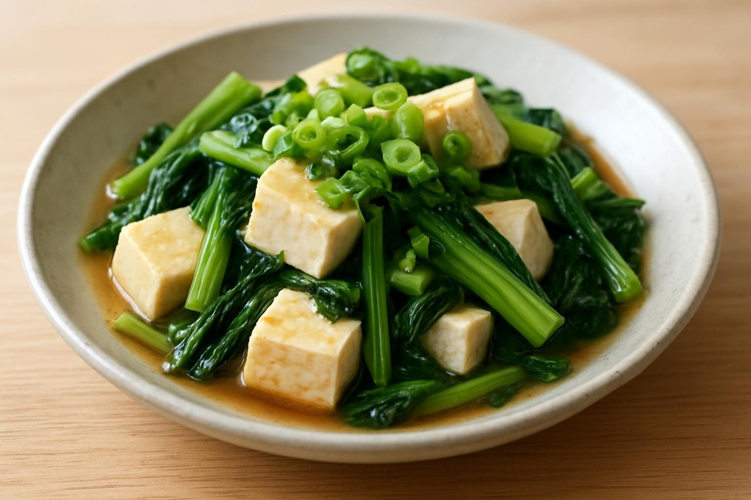 小松菜と豆腐のレンジ蒸し