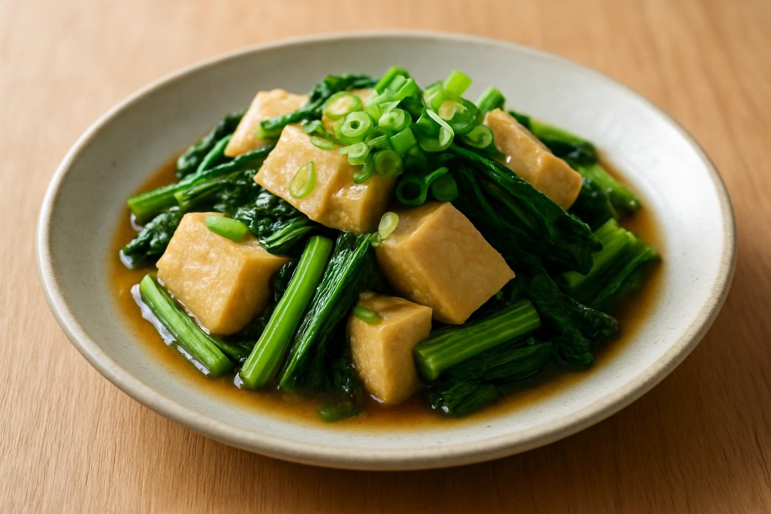 小松菜と高野豆腐のレンジ蒸し