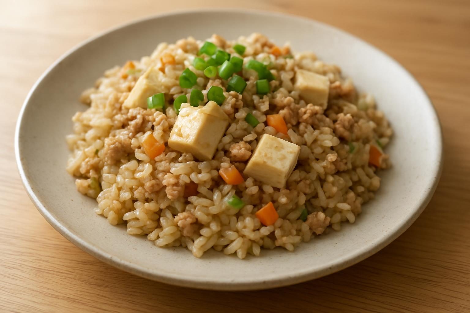 豆腐と鶏ひき肉の炊き込みご飯