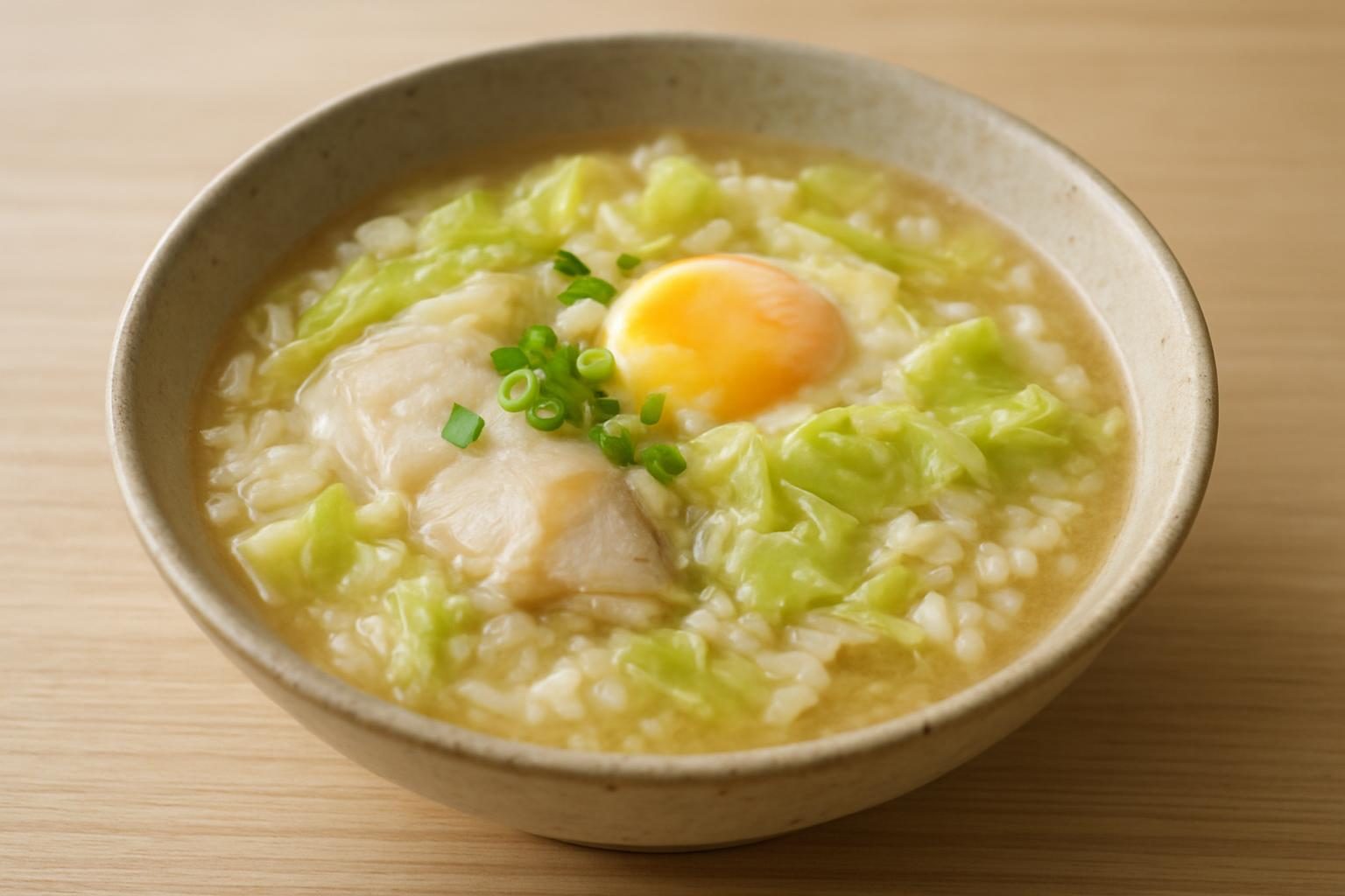 キャベツとかれいの雑炊