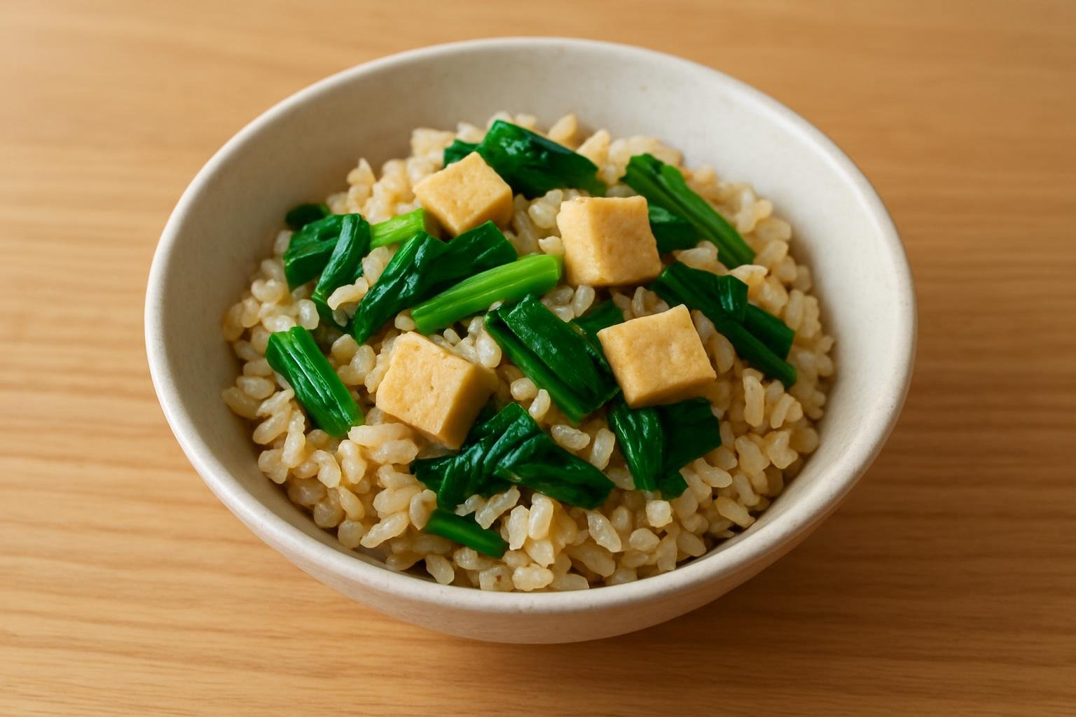 青菜と高野豆腐の炊き込みご飯
