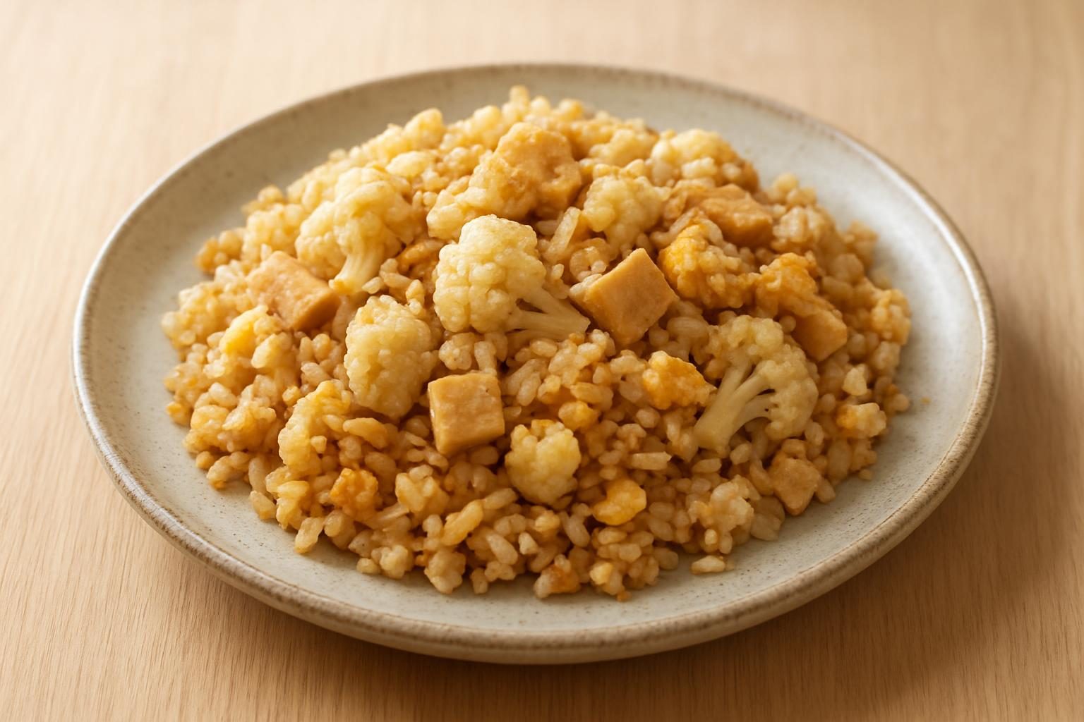 カリフラワーと高野豆腐のチャーハン