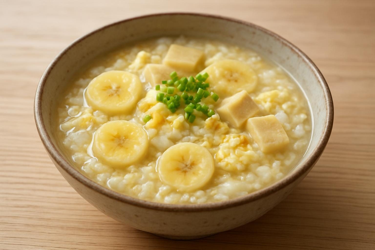 バナナと高野豆腐の雑炊