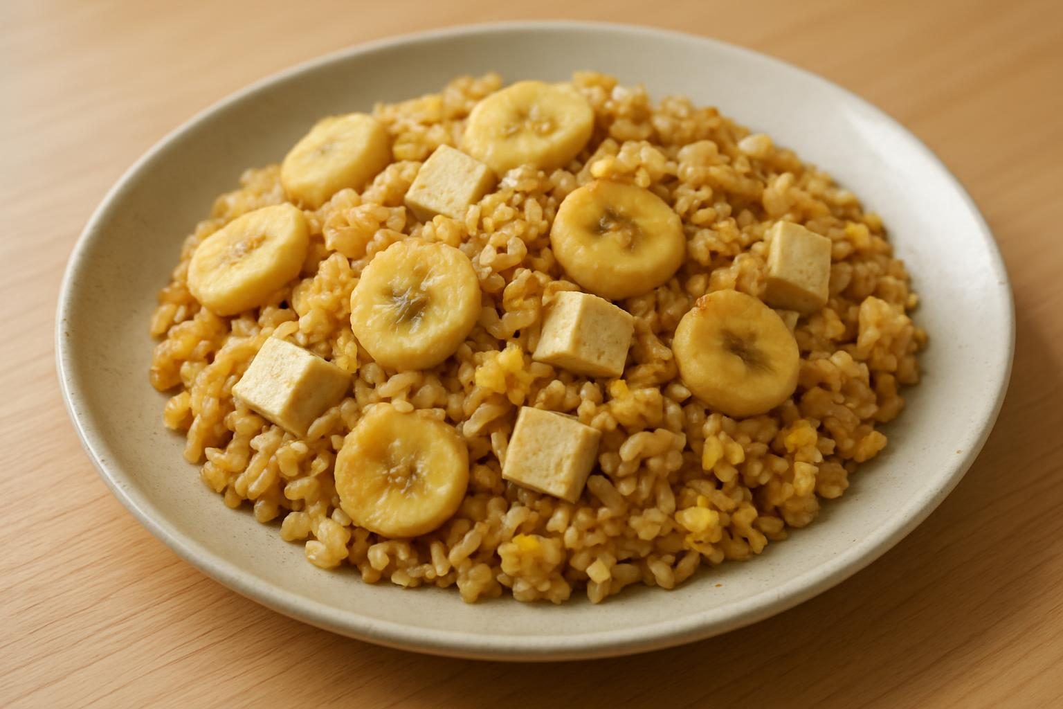 バナナと豆腐のチャーハン