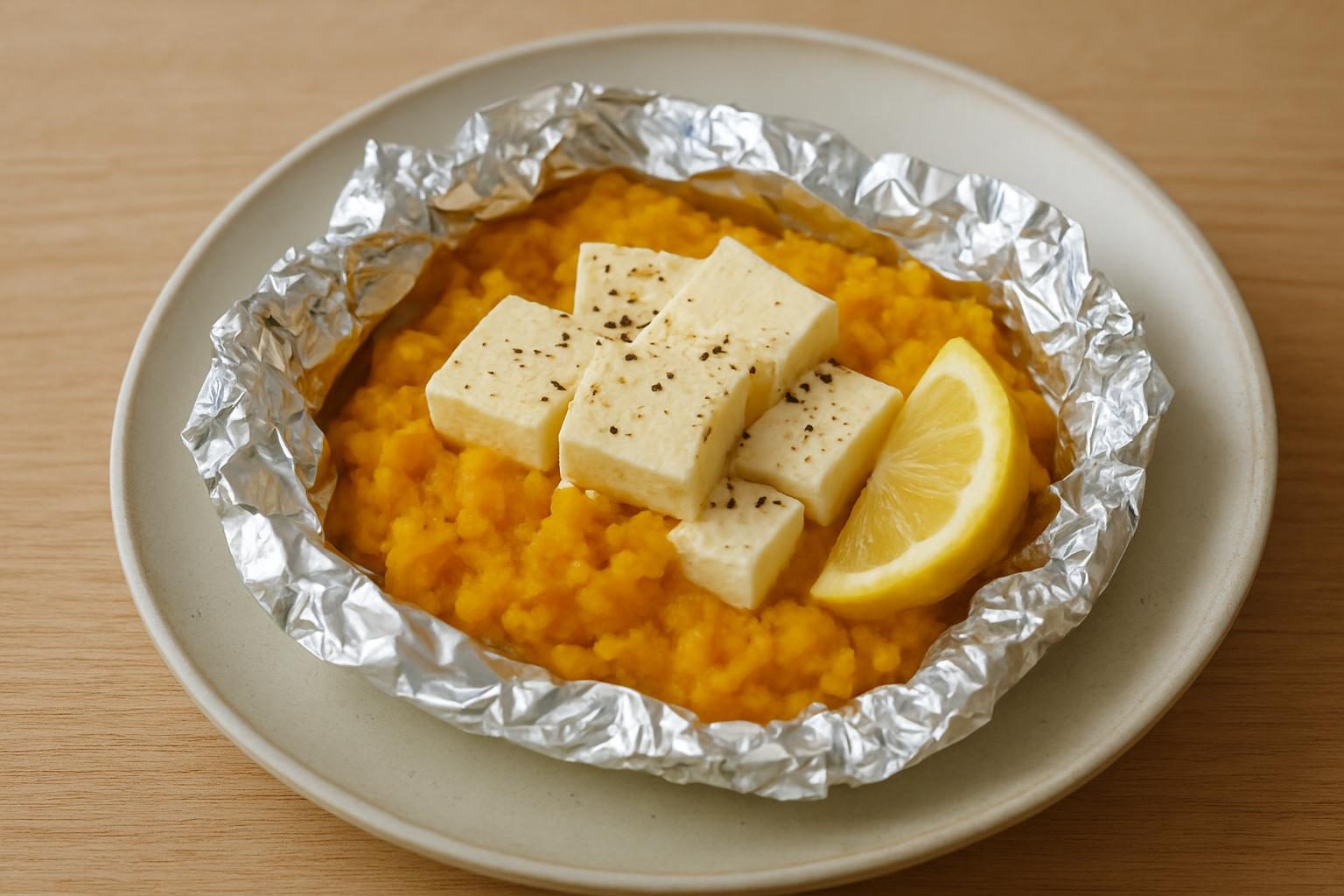 マッシュかぼちゃと豆腐のホイル焼き