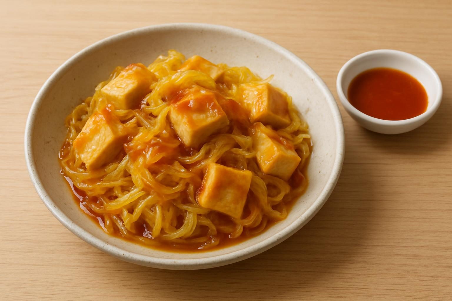 そうめんかぼちゃと高野豆腐の甘酢炒め