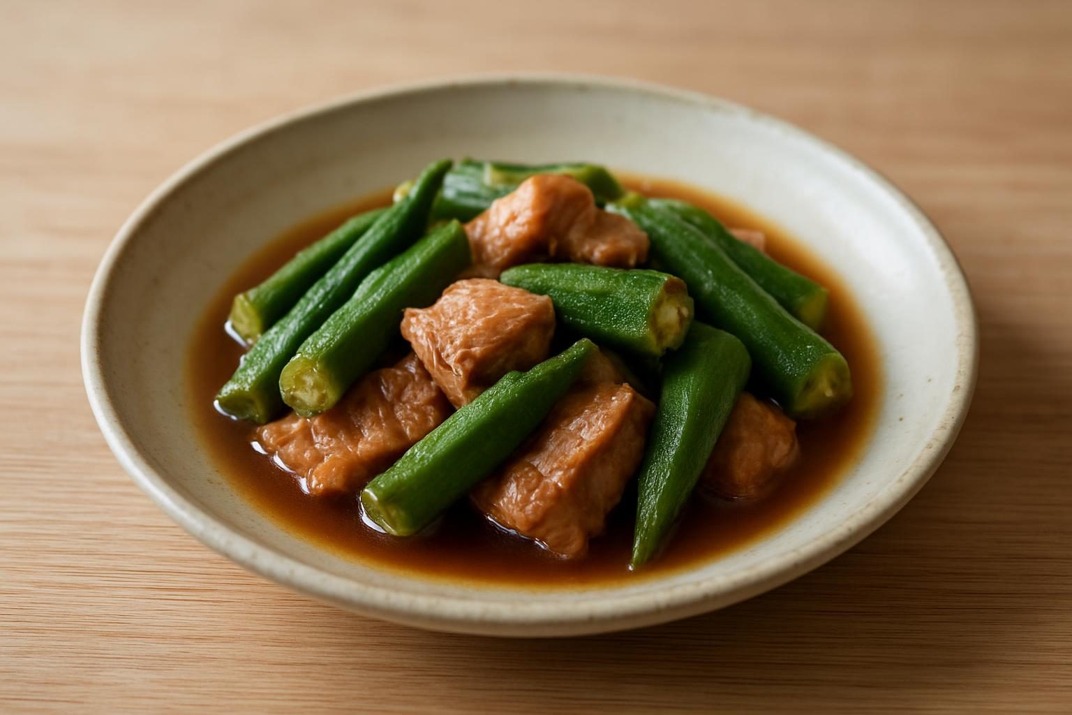 オクラと豚赤身のさっと煮