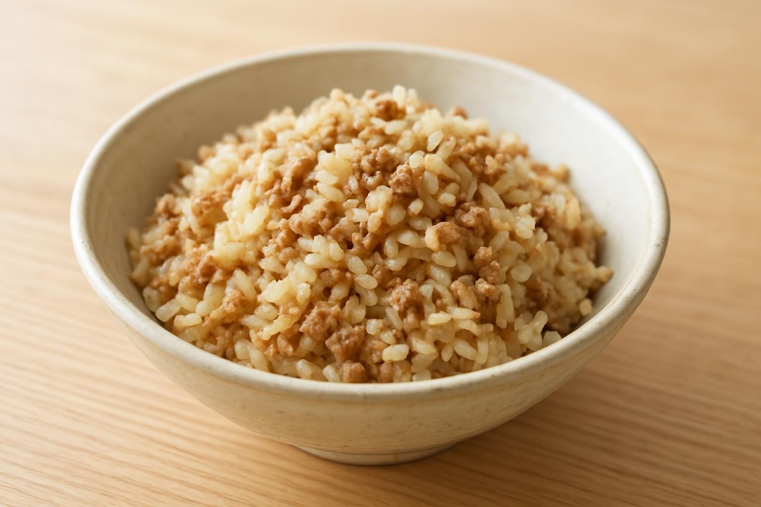 豆乳とひき肉の炊き込みご飯