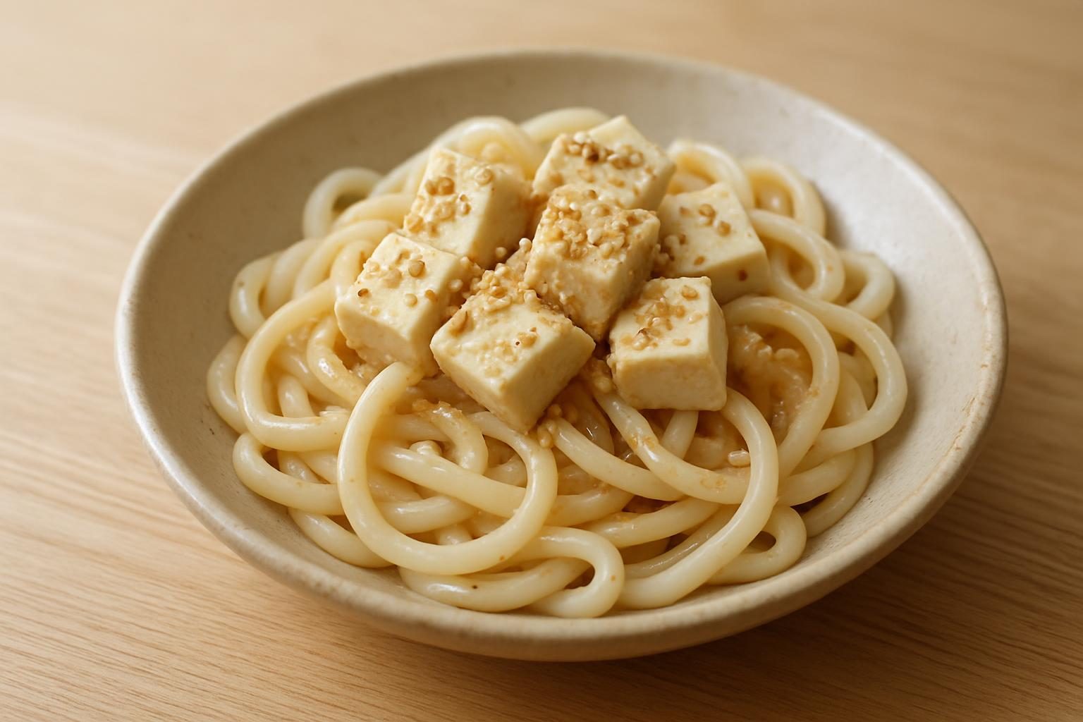 やわらかうどんと豆腐のごま和え