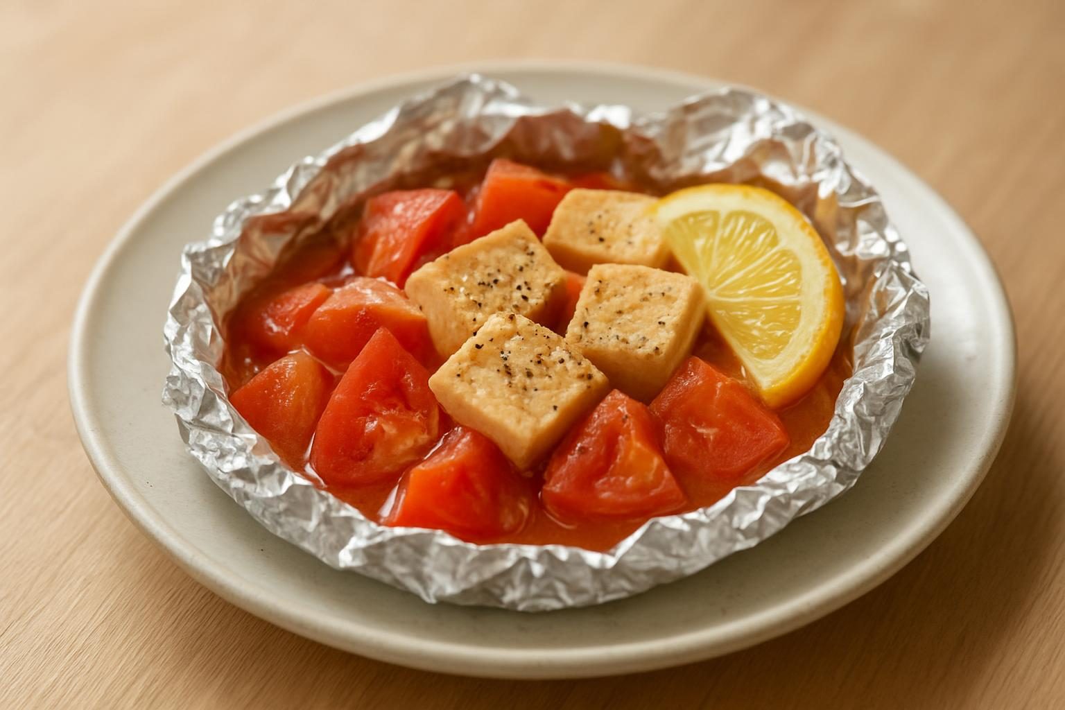 トマト缶と高野豆腐のホイル焼き