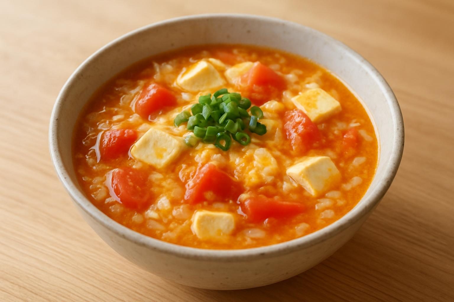 トマト缶とはんぺんの雑炊