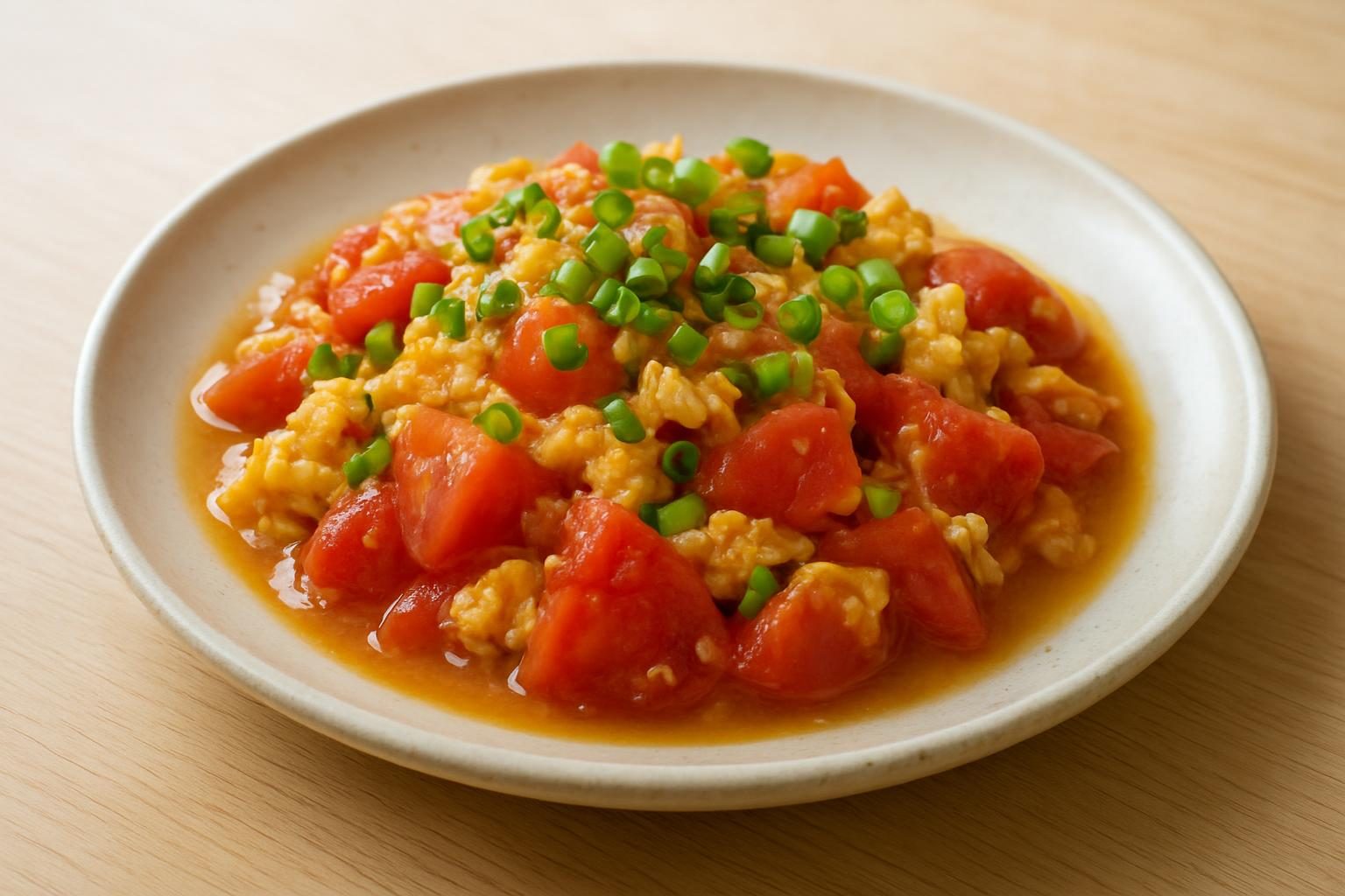 トマト缶と卵の香味だれ