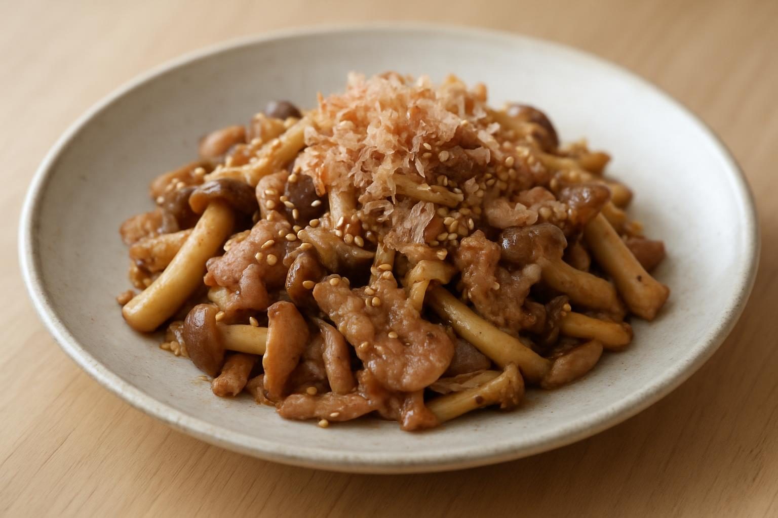 きのこと豚赤身の和え物