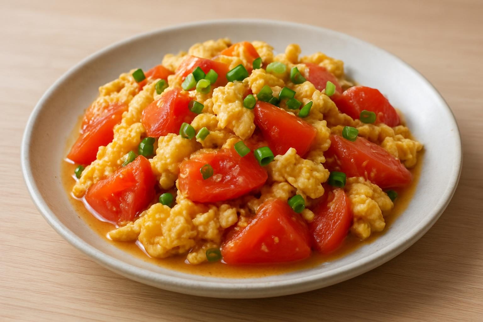 レンジ卵とトマトの炒め風