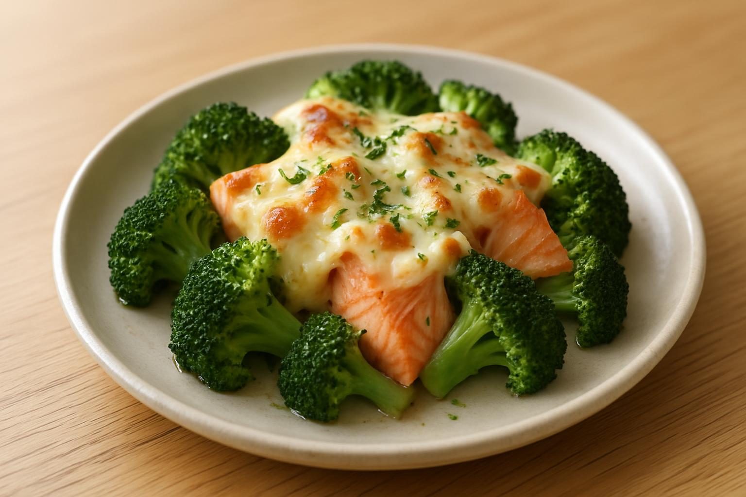 ブロッコリーと鮭のレンジチーズ焼き