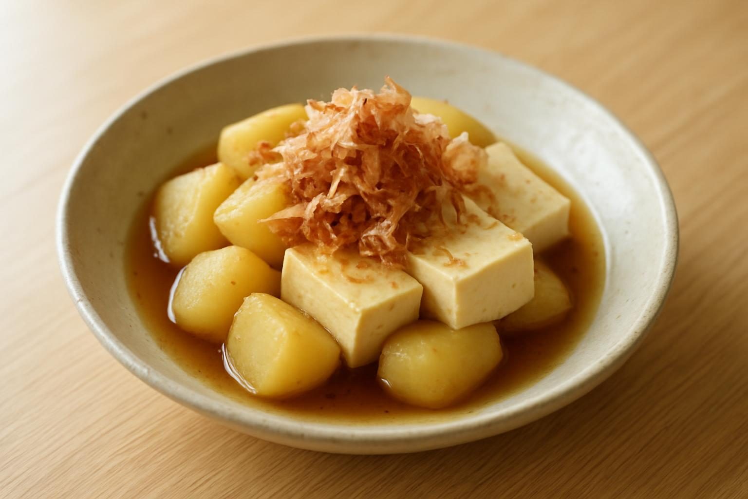 じゃがいもと豆腐のレンジおひたし