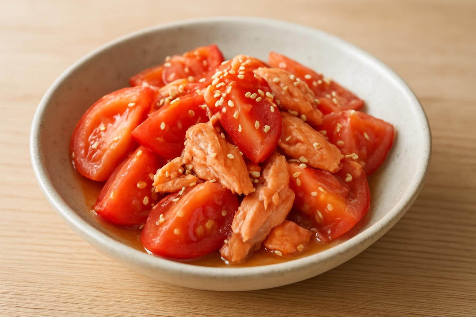 トマトと鮭のレンジナムル