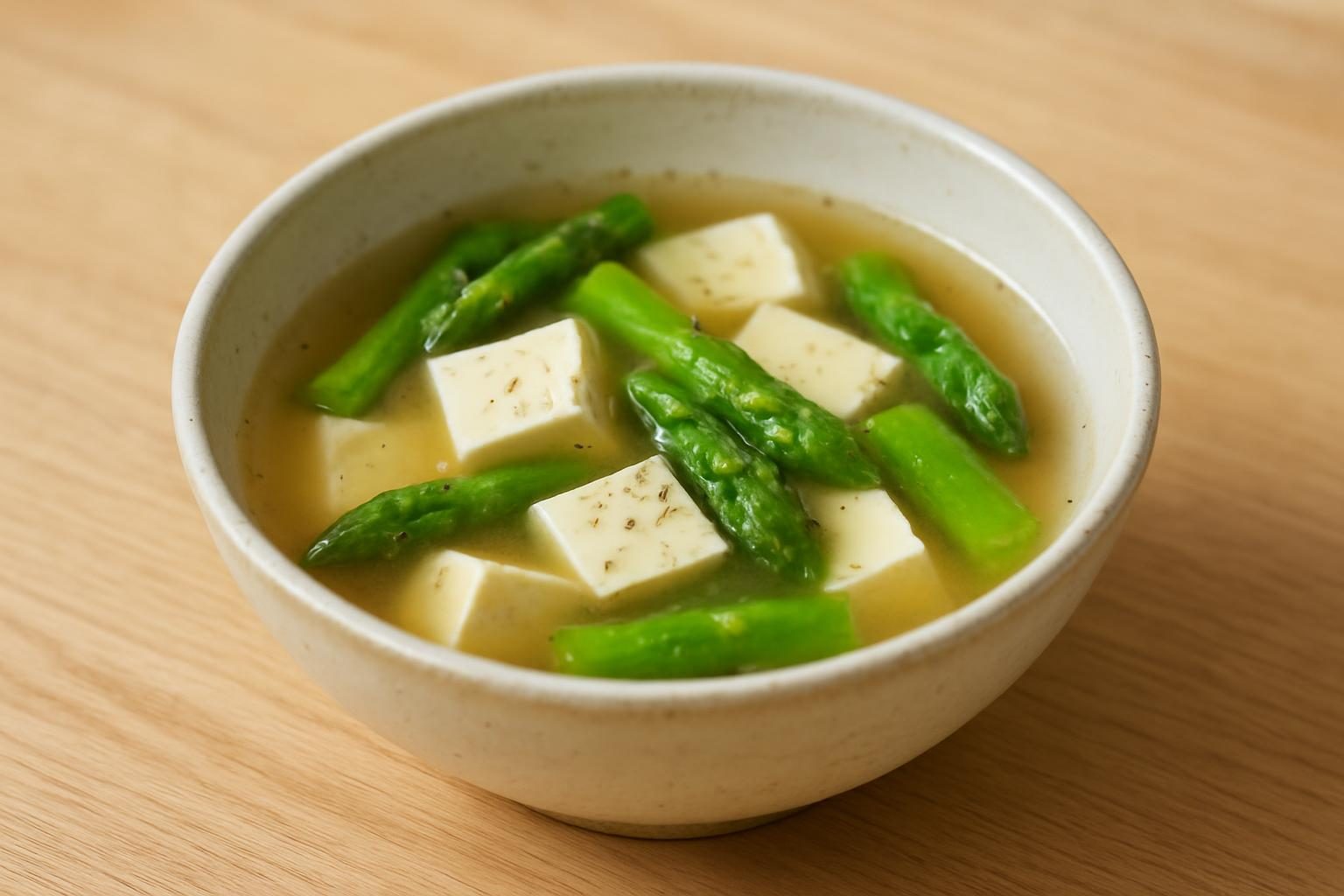 アスパラと豆腐のレンジスープ