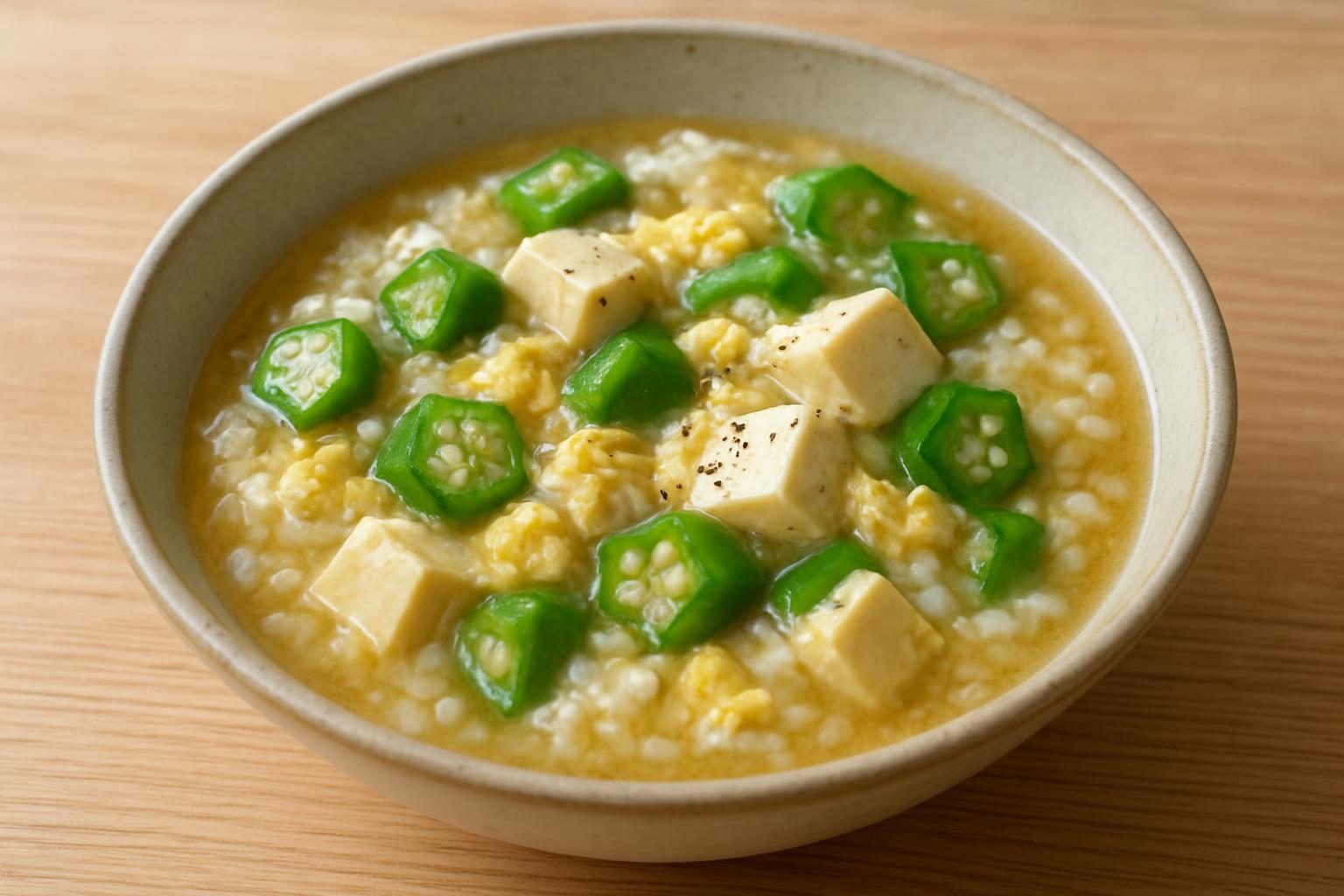 オクラと豆腐の雑炊