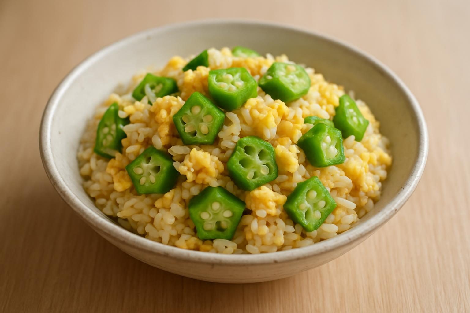 オクラと卵の炊き込みご飯