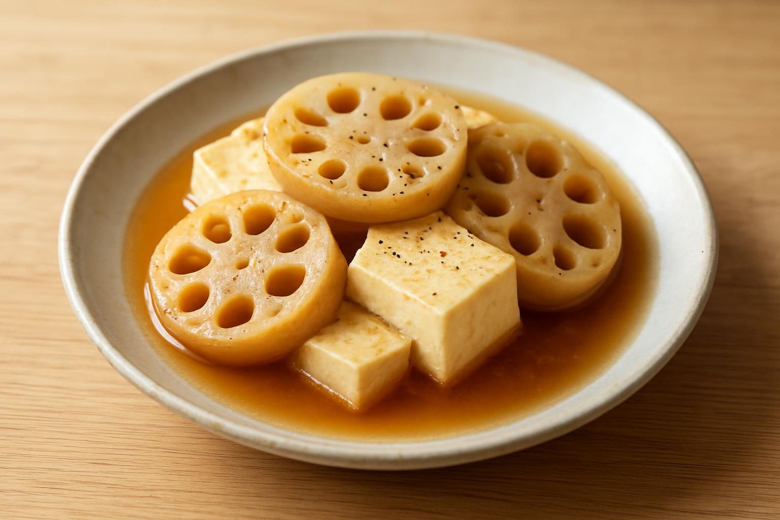 れんこんと豆腐のレンジ煮