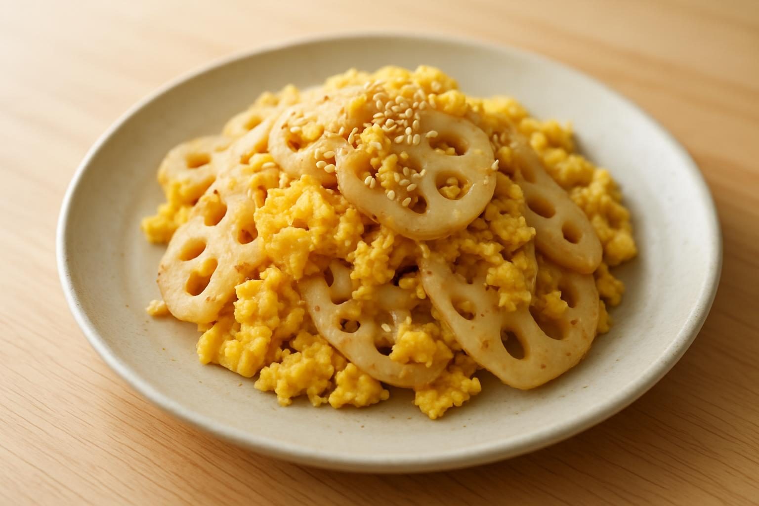 れんこんと卵のレンジ和え