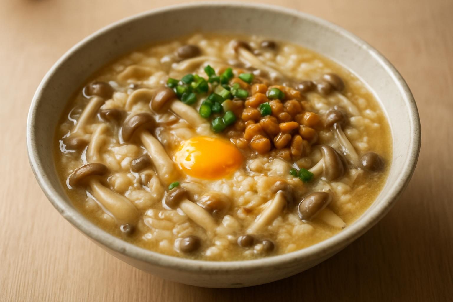 きのこと納豆の雑炊