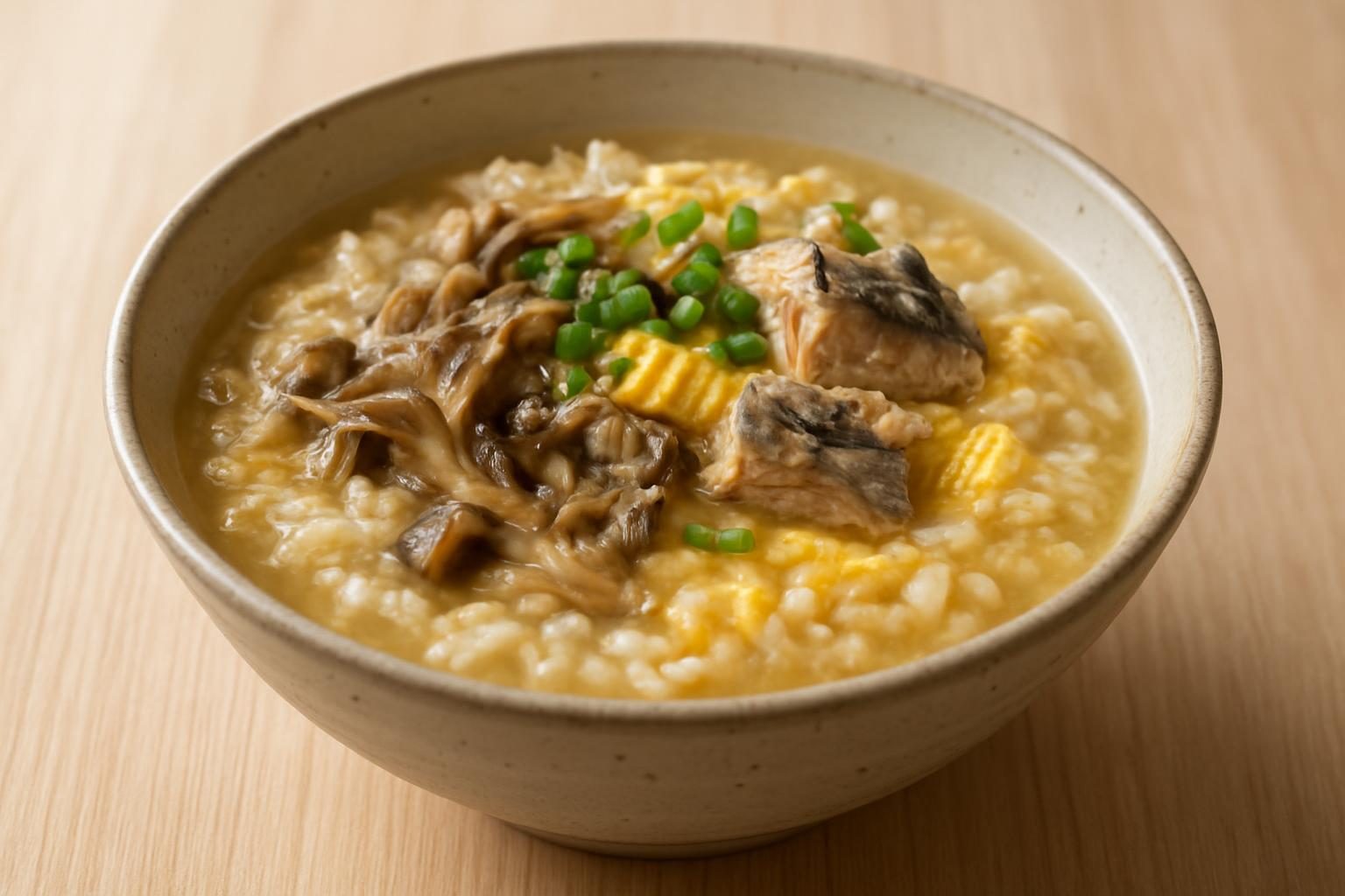 まいたけとサバ缶の雑炊