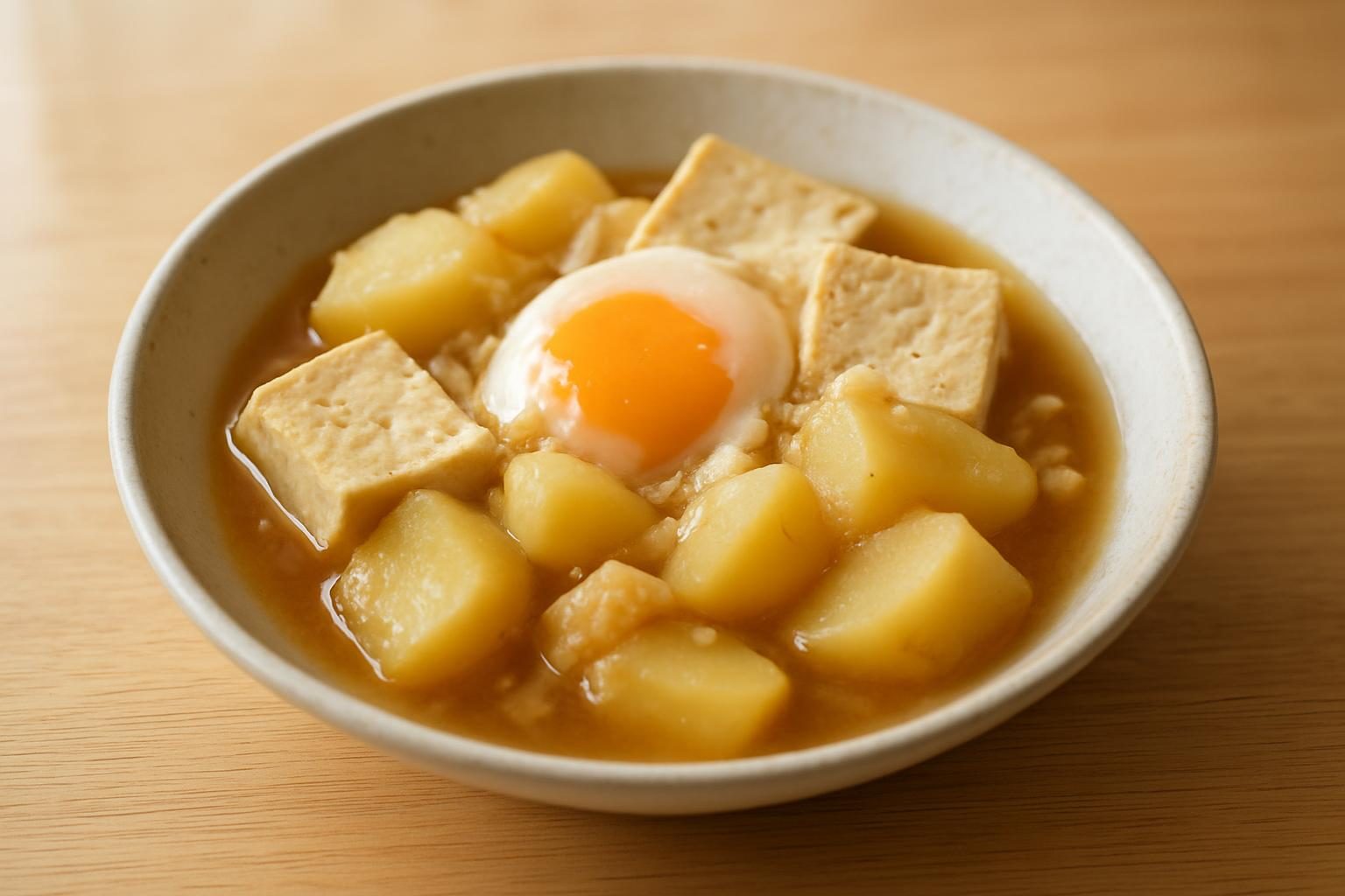 じゃがいもと豆腐のレンジ親子煮