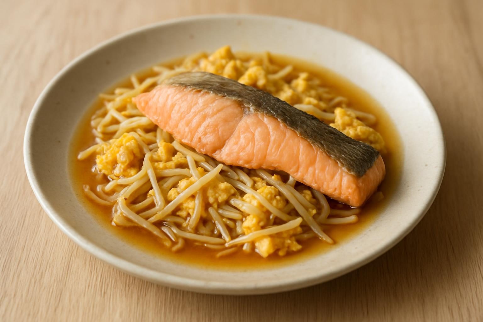 もやしと鮭のレンジ親子煮