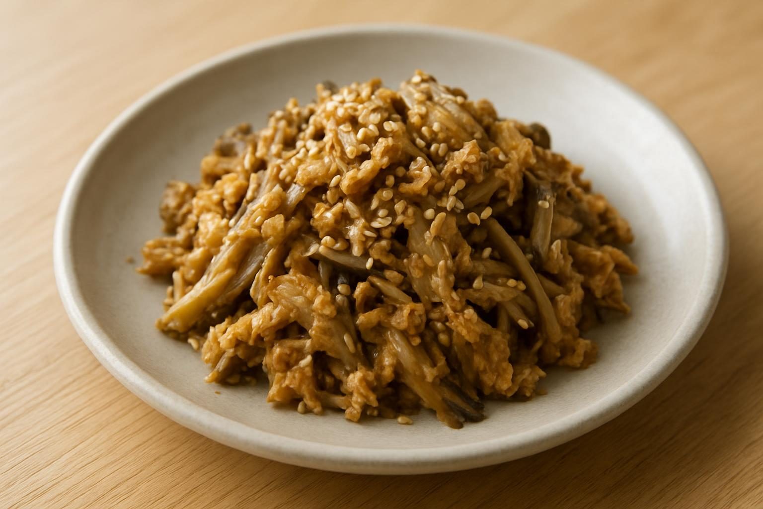 まいたけとツナのレンジごまみそ和え