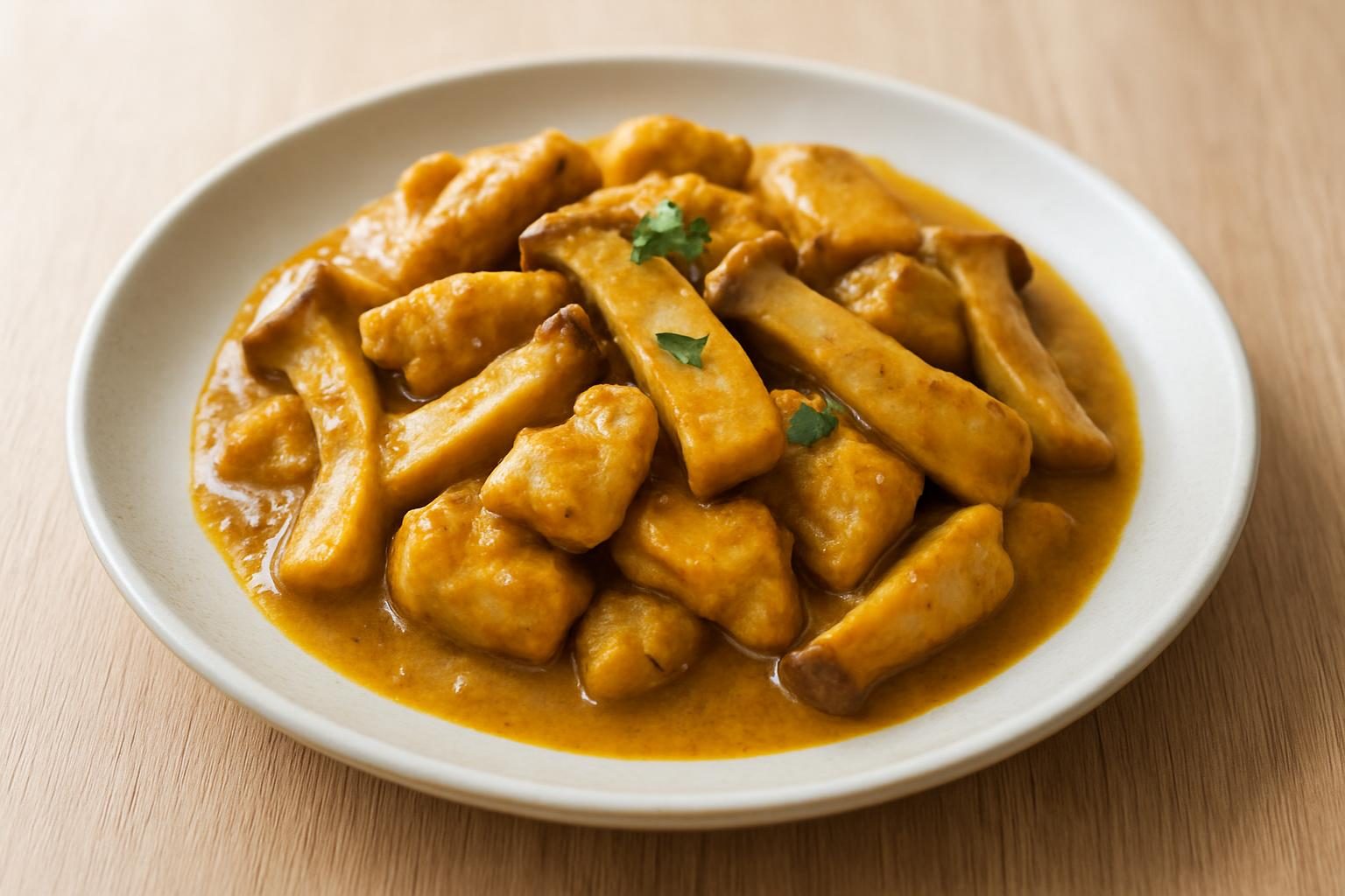 エリンギと鶏むね肉のレンジカレー風