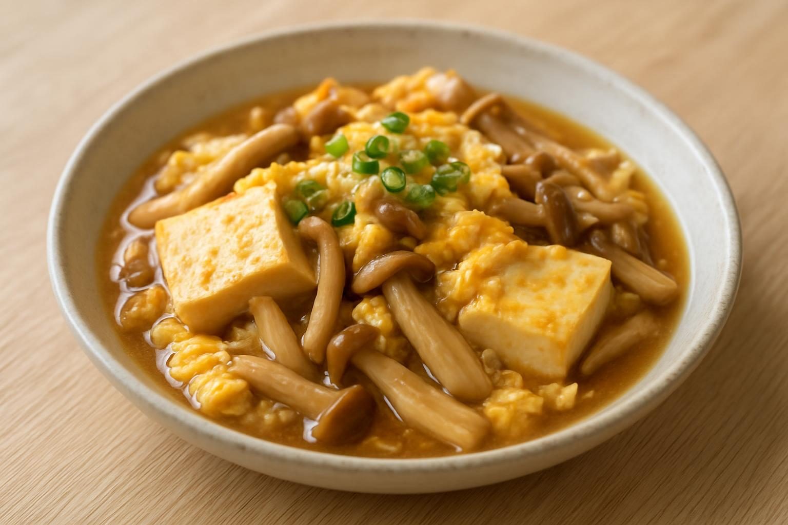 エリンギと豆腐のレンジ親子煮
